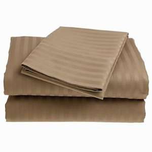   Sateen Stripe Egyptian Cotton Pillow Case. (King Size) Set of 2 Taupe