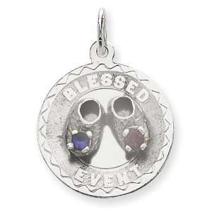  Blessed Event Disc Charm in Sterling Silver Jewelry