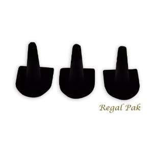  Regal Pak Three Piece Black velvet 1 Finger Ring Stand 2 