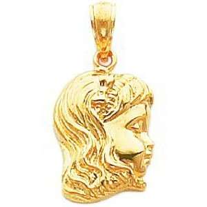 14K Gold Girl Head Charm Jewelry