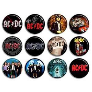  Set of 12 AC/DC ACDC Music Rock Band 1.25 Buttons Pins 