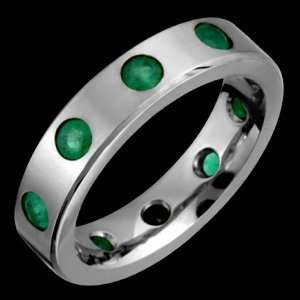  Maia   size 11.00 Eternity Titanium Ring with Emeralds 