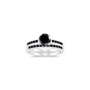  1.81 2.20 Cts Black Diamond Matching Ring Set in 14K White 