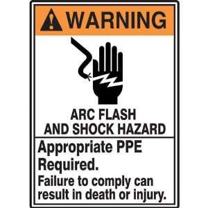 Safety Sign, Arc Flash And Shock Hazard, 14x10, Aluminum  