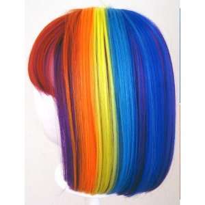  12 Short Straight Rainbow Cosplay Wig w/ Bangs 