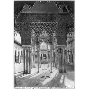   poniente,patio,courtyards,Leones,Alhambra,Granada,1890
