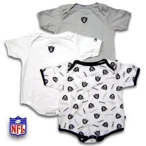  Oakland Raiders Newborn NFL Body Suit Gift Pack (Set of 3 