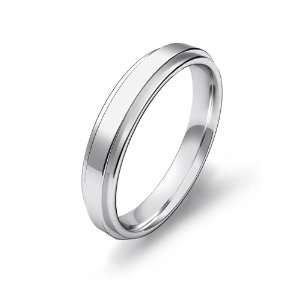   2g Mens Flat Step Down Wedding Band 4mm Comfit Fit Platinum Ring (10
