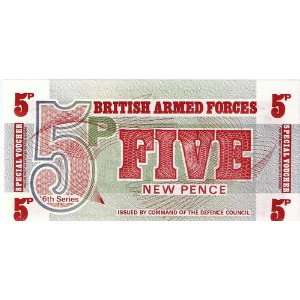   ) BRITISH ARMED FORCES SPECIAL VOUCHERS 5 NEW PENCE 