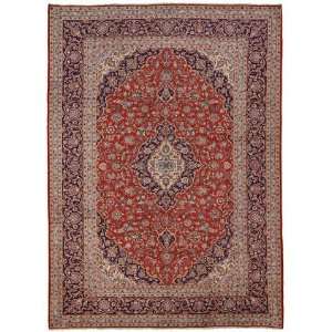  97 x 133 Red Persian Hand Knotted Kashan Rug Furniture 