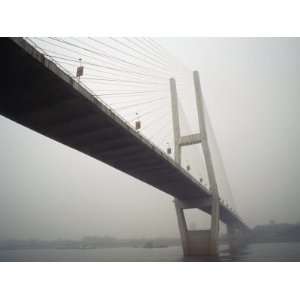 Suspension Bridge Spans the Yangtze River Connecting its 