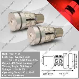   360° LED Bulbs (3W Top + 10x0.2W Flux Side)   1157 Type / Red (Pair