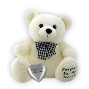  White Huggable Heart Teddy Bear Cremation Urn