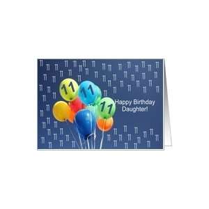  11th Birthday Card for daughter colored balloons Card 