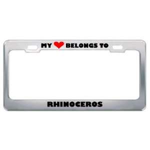 My Heart Belongs To Rhinoceros Animals Metal License Plate 
