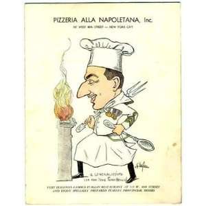    Pizzeria Alla Napoletana Menu New York City 1930s 