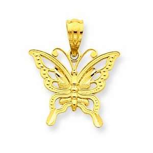 14k D/C Butterfly Pendant