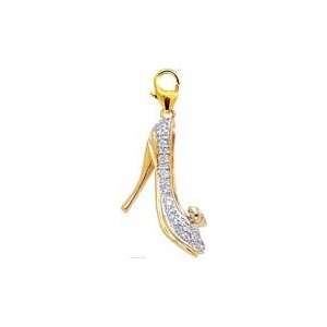 High Heeled Shoe, 14K White Gold Diamond Charm Jewelry