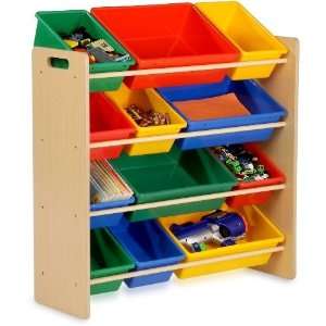 Kids Toy Organizer w/ 12 Primary Colored Storage Bins   Honey Can Do 