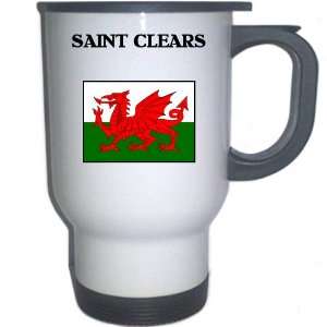  Wales   SAINT CLEARS White Stainless Steel Mug 