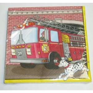  Fire Engine Luncheon Napkins   Fire Truck with Dalmation 