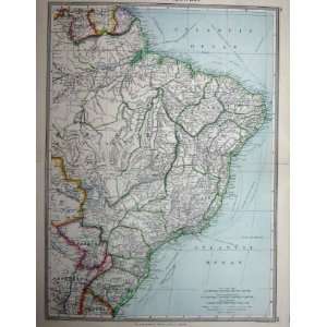  MAP c1880 SOUTH AMERICA BRAZIL PARAGUAY RIO DE JANEIRO 
