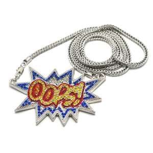  New & Hot Iced Out OOPS SILVER Pendant w/36 Franco 
