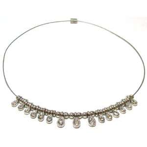  Just Give Me Jewels Silvertone Magnetic Choker with Drop 