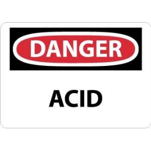 Danger, Acid, 10X14, Rigid Plastic  Industrial 