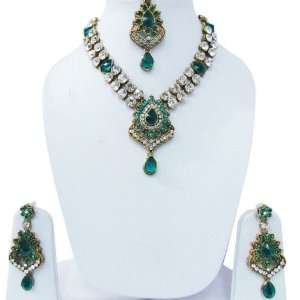  Necklace Earring Maang Tikka Set Indian Wedding Jewelry Gift Jewelry