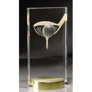  Crystal 3 Dimensional Golf Award Trophy