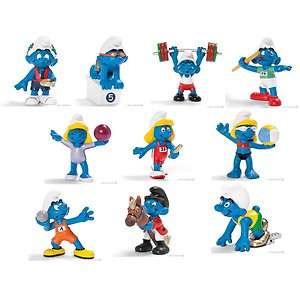 Schleich Smurfs Toy Figures   2012 Summer Olympic Set Of 10 Sport 