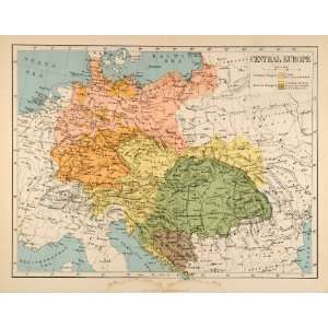 1882 Photolithographed Map Hungary Bosnia Serbia Austria Germany 