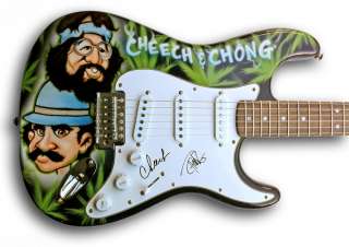 Cheech & Chong Autographed Signed CUSTOM Painted Airbrushed Fender 