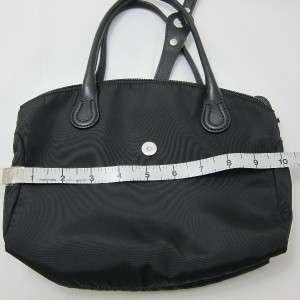 New Etienne Aigner Black Leathers Trims Canvas Handbag $150 K 70063 