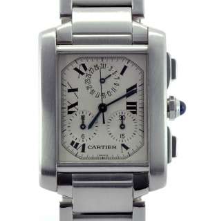 Cartier Tank Stainless Steel Chrono Francaise Mens Watch  