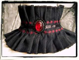 Gothic Victorian Black + Red Lace Neck Posture Ruff