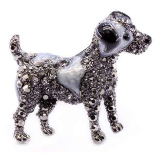 Dog Puppy Purple AB Crystal Enamel Hematite Animal Stretch Adjustable 