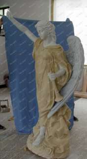 Pair of Hand Carved Marble Angel Statues  