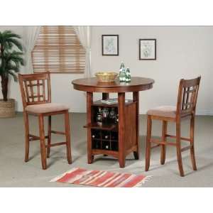  3PC Oak Bar Table and Stools Set Furniture & Decor