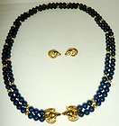 DOUBLE STRAND BLUE NECKLACE RAMS HEAD CLASP KENNETH JAY LANE AVON AND 