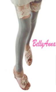 Elegant Slim Lace Design Ankle Length Tights Leggings  