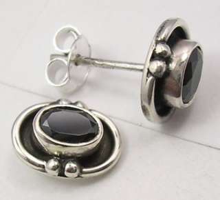 925 Sterling Silver BLACK ONYX Stud Post Earrings 1.0CM  