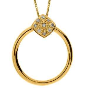 Yellow Gold Plated Sterling Silver Diamond Cluster Two in One Pendant 