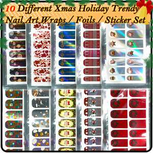   Christmas Style Trendy Nail Art Tips Wraps Foils Set New B270  