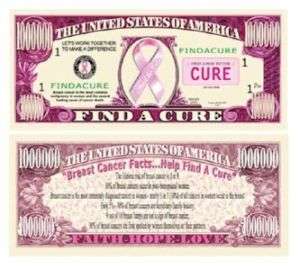 Find A Cure for Cancer Million Dollar Bill (2/$1.00)  