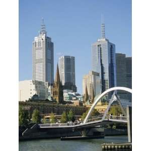 Footbridge Over the River Yarra and City Skyline, Melbourne, Victoria 