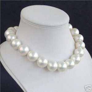 Big Cultured 20 MM sea south white shell pearl necklace  
