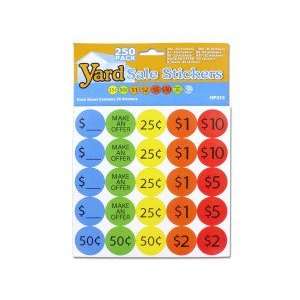  250 Piece Yard Sale Pricing Stickers 