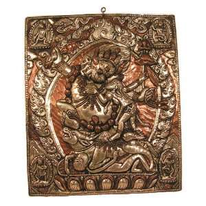   Tibetan Silver Tantric Thangka Yamantaka and Consort 